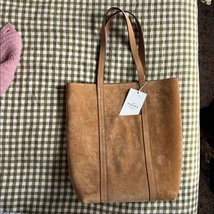 Sezane “The Tote” leather bag, camel color. New.